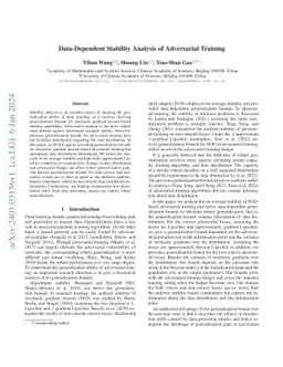 Data-Dependent Stability Analysis of Adversarial Training