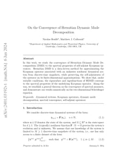 On the Convergence of Hermitian Dynamic Mode Decomposition