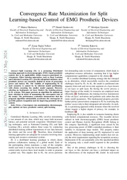 Convergence Rate Maximization for Split Learning-based Control of EMG
  Prosthetic Devices