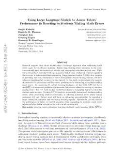 Using Large Language Models to Assess Tutors' Performance in Reacting to
  Students Making Math Errors