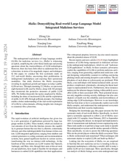 Malla: Demystifying Real-world Large Language Model Integrated Malicious
  Services