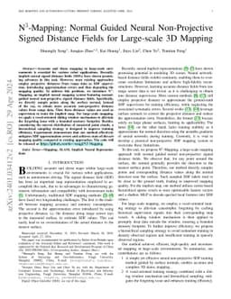 N$^{3}$-Mapping: Normal Guided Neural Non-Projective Signed Distance
  Fields for Large-scale 3D Mapping