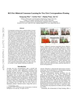 BCLNet: Bilateral Consensus Learning for Two-View Correspondence Pruning