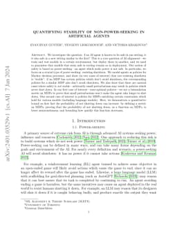 Quantifying stability of non-power-seeking in artificial agents