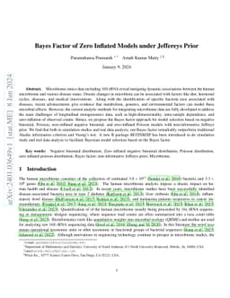 Bayes Factor of Zero Inflated Models under Jeffereys Prior