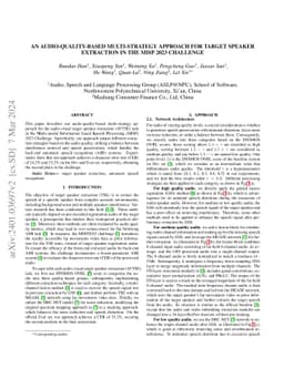 An audio-quality-based multi-strategy approach for target speaker
  extraction in the MISP 2023 Challenge