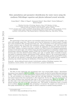 Data assimilation and parameter identification for water waves using the
  nonlinear Schrödinger equation and physics-informed neural networks