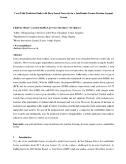 Corn Yield Prediction Model with Deep Neural Networks for Smallholder
  Farmer Decision Support System