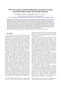 FM-AE: Frequency-masked Multimodal Autoencoder for Zinc Electrolysis
  Plate Contact Abnormality Detection