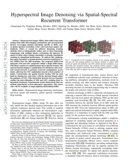 Hyperspectral Image Denoising via Spatial-Spectral Recurrent Transformer