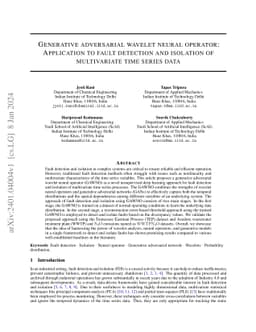 Generative adversarial wavelet neural operator: Application to fault
  detection and isolation of multivariate time series data