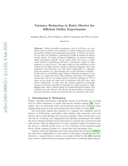 Variance Reduction in Ratio Metrics for Efficient Online Experiments