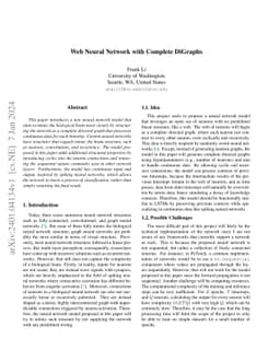 Web Neural Network with Complete DiGraphs