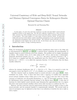Universal Consistency of Wide and Deep ReLU Neural Networks and Minimax
  Optimal Convergence Rates for Kolmogorov-Donoho Optimal Function Classes