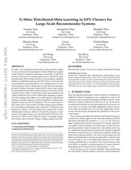 G-Meta: Distributed Meta Learning in GPU Clusters for Large-Scale
  Recommender Systems