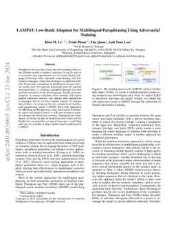 LAMPAT: Low-Rank Adaption for Multilingual Paraphrasing Using
  Adversarial Training