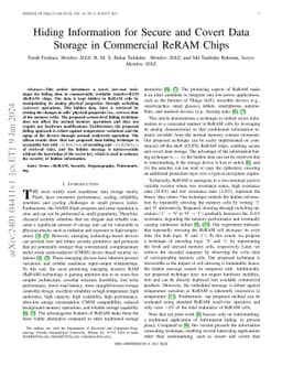 Hiding Information for Secure and Covert Data Storage in Commercial
  ReRAM Chips