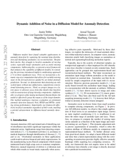 Dynamic Addition of Noise in a Diffusion Model for Anomaly Detection