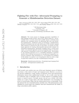 Fighting Fire with Fire: Adversarial Prompting to Generate a
  Misinformation Detection Dataset