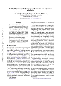 LUNA: A Framework for Language Understanding and Naturalness Assessment