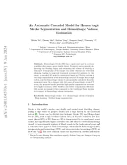 An Automatic Cascaded Model for Hemorrhagic Stroke Segmentation and
  Hemorrhagic Volume Estimation