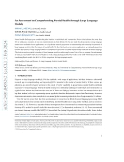 An Assessment on Comprehending Mental Health through Large Language
  Models