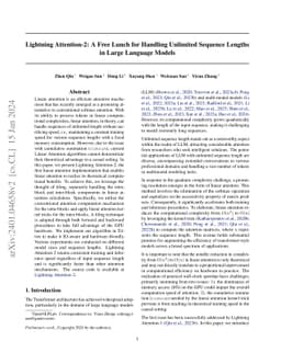 Lightning Attention-2: A Free Lunch for Handling Unlimited Sequence
  Lengths in Large Language Models