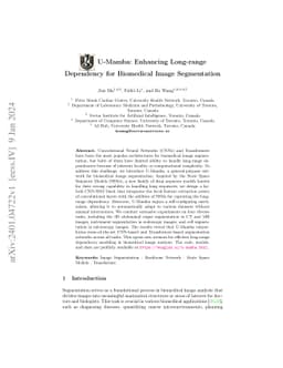 U-Mamba: Enhancing Long-range Dependency for Biomedical Image
  Segmentation
