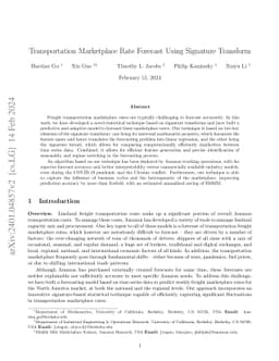 Transportation Marketplace Rate Forecast Using Signature Transform