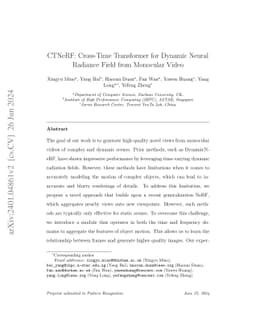 CTNeRF: Cross-Time Transformer for Dynamic Neural Radiance Field from
  Monocular Video