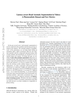 Latency-aware Road Anomaly Segmentation in Videos: A Photorealistic
  Dataset and New Metrics