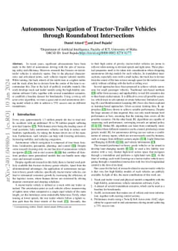 Autonomous Navigation of Tractor-Trailer Vehicles through Roundabout
  Intersections