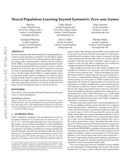 Neural Population Learning beyond Symmetric Zero-sum Games