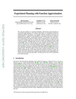 Experiment Planning with Function Approximation
