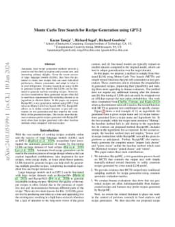 Monte Carlo Tree Search for Recipe Generation using GPT-2
