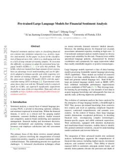 Pre-trained Large Language Models for Financial Sentiment Analysis