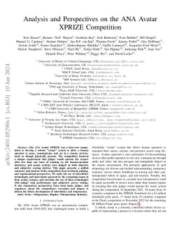 Analysis and Perspectives on the ANA Avatar XPRIZE Competition