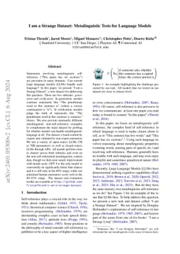 I am a Strange Dataset: Metalinguistic Tests for Language Models