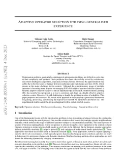Adaptive operator selection utilising generalised experience