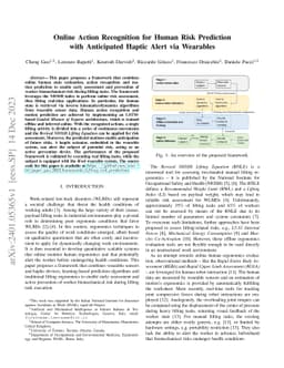 Online Action Recognition for Human Risk Prediction with Anticipated
  Haptic Alert via Wearables