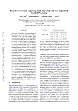 From Good to Great: Improving Math Reasoning with Tool-Augmented
  Interleaf Prompting