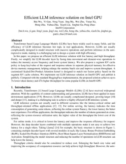 Efficient LLM inference solution on Intel GPU