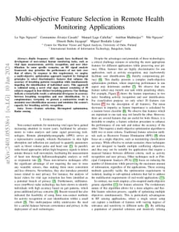 Multi-objective Feature Selection in Remote Health Monitoring
  Applications