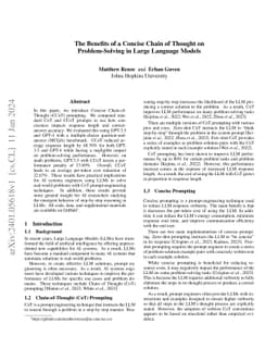 The Benefits of a Concise Chain of Thought on Problem-Solving in Large
  Language Models