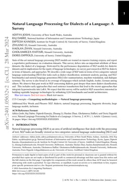 Natural Language Processing for Dialects of a Language: A Survey