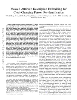Masked Attribute Description Embedding for Cloth-Changing Person
  Re-identification