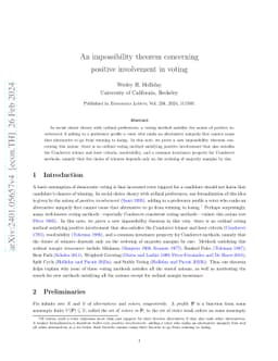 An impossibility theorem concerning positive involvement in voting