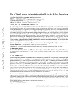 Use of Graph Neural Networks in Aiding Defensive Cyber Operations