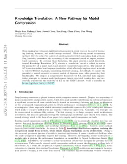 Knowledge Translation: A New Pathway for Model Compression