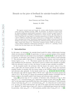 Bounds on the price of feedback for mistake-bounded online learning